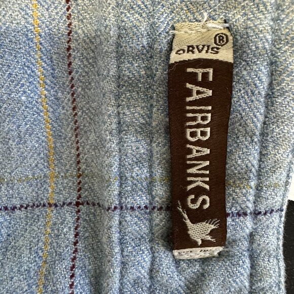 Orvis Fairbanks Long Sleeve Flannel Shirt Suede Elbow Patches Blue Check Men's M - Picture 5 of 8